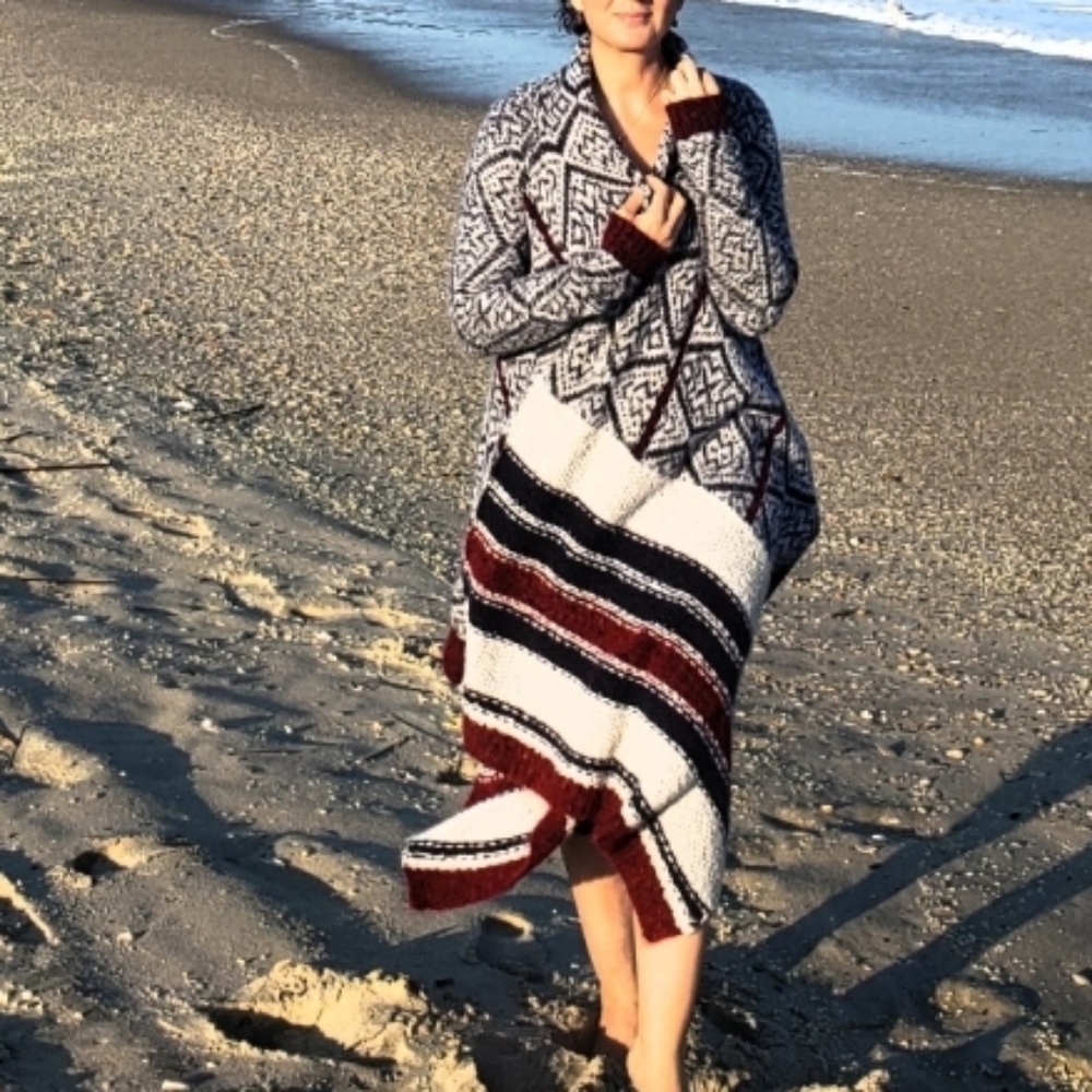 Anthropologie Striped and Patterned Poncho - Red, Black, White - Picture 4 of 5
